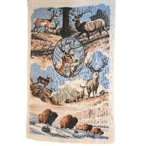 Vintage Yellowstone National Park Screen Printed Cloth/ Tea Towel - Large